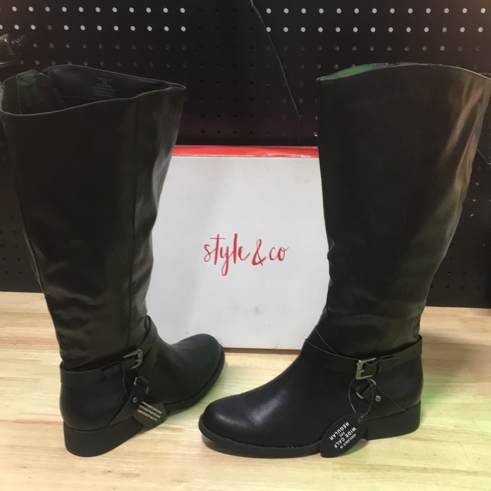 New WB Style & Co. Black Women's Mid-Calf‎ Riding Boots